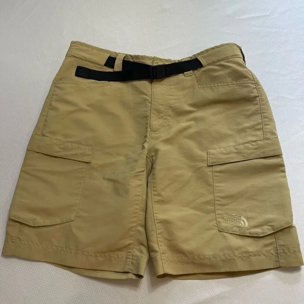 The North Face Trail Belted Hiking Nylon Kahki Shorts Size 34